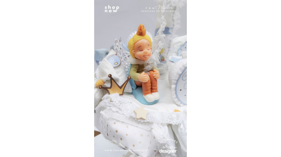 Lumanare botez Le Petit Prince cu figurina Micul Print lucrata manual 8